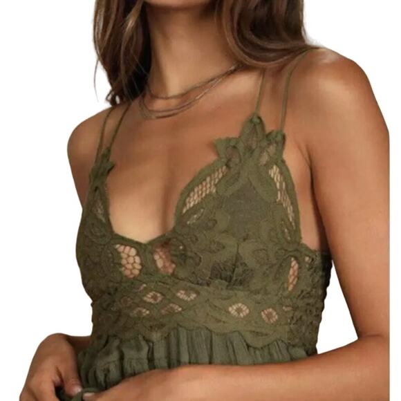 Free People Tops - Free People Green Adella Cami Top Romantic Lace Bohemian Style